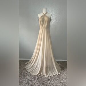 Halle by Jenny Yoo in Sand Dune Luxe Chiffon | Size 12 Bridesmaid Dress